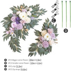Faux Flower Swag Set of 2 for Wedding Welcome Signs Floral Swag Wedding Reception Ceremony Signs Decor (Purple) - Image 2