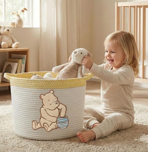 Kihraw Winnie Woven Cotton Rope Bins, for Kids Room Decor, Toy Organizer - Image 4