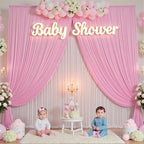 50×12ft Wrinkle Free Pink Backdrop Curtain for Wedding Parties, 10 Panels 5×12ft Long Soft Silky Polyester Backdrop Drapes Baby Pink Photo Back Drop Curtains for Party Photography Background Cloth - Image 6