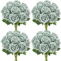 48 PCS Dusty Green Roses Artificial Flowers, Silk by DIYDOFUN