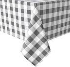 Hiasan Checkered Rectangle Tablecloth 54 x 108 Inch,Grey and White by Hiasan