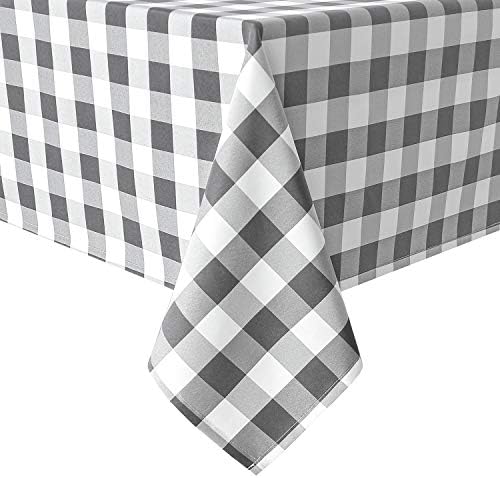 Hiasan Checkered Rectangle Tablecloth 54 x 108 Inch,Grey and White by Hiasan