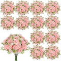 Light Pink Artificial Flowers 12 Bundles Silk Floral with Stems by TOBILU