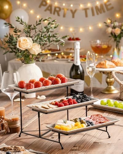 LAUCHUH 3 Tier Serving Tray, Porcelain Serving Platters and Trays for Party - Image 7