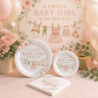 40 Guests Boho Girl Baby Shower Plates and Napkins, Clothesline Party Set - Image 2