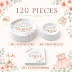 40 Guests Boho Girl Baby Shower Plates and Napkins, Clothesline Party Set - Image 3