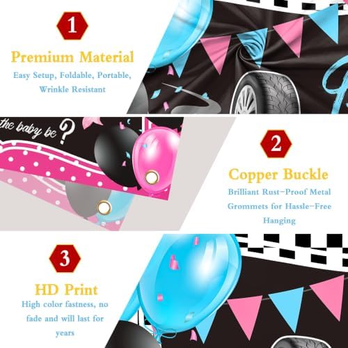 10x8ft Burnouts or Bows Gender Reveal Decoration Blue or Pink Backdrop - Image 6