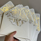 20 Pearl Ivory Envelope with Gold Foil Floral Liner for 5*7 inch Invitation - Image 5