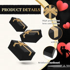 Cholemy 5 Pcs Christmas Nesting Gift Box with Lid Velvet Ribbon, Black Gold - Image 2