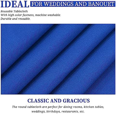 Showgeous 90 Inch Royal Blue Round Tablecloths, Polyester Table Covers - Image 5