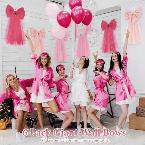 6 Pcs Big Pink Mesh Bows for Backdrop 31.5"x19.7" - Image 5