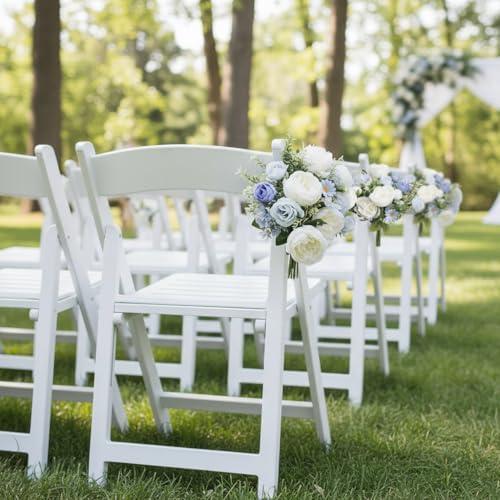 Bundles Artificial Peonies, 24 Bundles - Dusty Blue & White - Image 6
