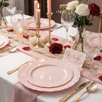 U-QE 100PCS Mauve Pink Plastic Plates - Heavy Duty Pink Disposable Plates - Image 4