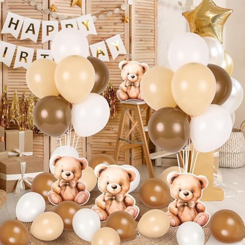 12 Sets Brown Bear Baby Shower Balloon Stand Kit for Table Teddy Bear Table Centerpieces Party Decor Baby Shower with Balloon Decoration for Girl and Boy Birthday Newborn Gender Reveal Party Supplies - Image 2
