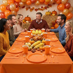 Tinybee 352 Pcs Orange Plastic Plates, Disposable Dinnerware Set for 50 - Image 4