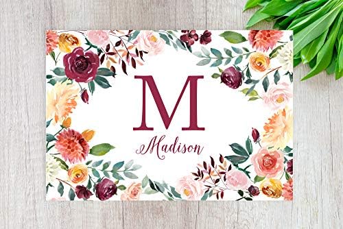 Andaz Press Custom Personalized Disposable Paper Placemats, 12 x 18 Inch, Set of 25, Custom Monogram Fall Burgundy Floral, Tableware, Dining, Table Setting for Wedding, Bridal Shower, Baby Shower - Image 4