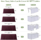 Partisky Burgundy Polyester Table Skirt for Rectangle Tables 17ft, Wrinkle Resistant Pleated Ruffle Table Cloth for Banquet Wedding Trade Baby Shower Display Gift Dining Table - Image 5