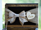 Rustic Wedding Card Box Shabby Chic Card Holder Bridal Shower Decor Burlap Wedding Keepsake Trunk - Image 5