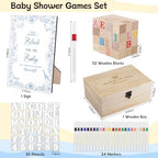 114Pcs Baby Shower Blocks Game Kit, 52 Wooden Blocks, 24 Paint Markers - Image 2