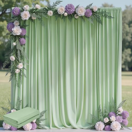 Wokceer Sage Green Backdrop Curtain Drapes for Parties, 2Pack 10x10FT by Wokceer