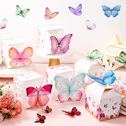 Ctosree 24 Pcs Butterfly Party Favor Boxes Floral Candy Treat Bags Pink Girl Butterfly Gift Paper Box Purple Blue Decor for Princess Birthday Party Baby Shower Supplies (Pack of 2) - Image 6