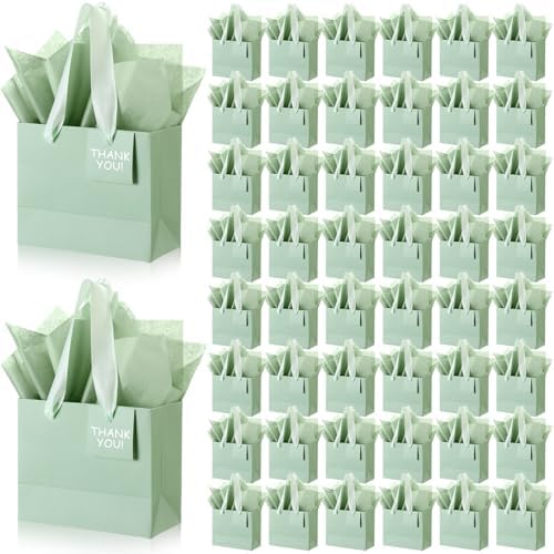 Zhanmai 4.7 x 2.4 x 3.9 Inch 100 Pcs Mini Gift Bags Bulk, Sage Green by Zhanmai