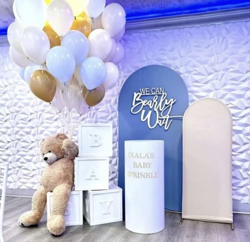 Lake Blue Arch Backdrop Stand Covers Baby Shower Party Decorations We Can Bearly Wait Theme Arches Background Fabric Cover Birthday Parties Banquets Decor Props (4.6x8FT) - Image 4