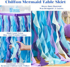 Partisky Mermaid Tulle Tutu Ruffle Curly Willow Table Skirt for Rectangle Table 17ft, Mermaid Themed Party Table Cloth for Girls Birthday Party or Baby Shower - Image 4