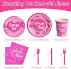 400 Pcs Disposable Let's Go Party Tableware Set for 50 Guests - Image 2