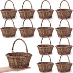 Barydat 12 Pcs Small Wicker Basket with Handle, Brown, 9" X 7" X 4" by home