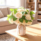 100 Pcs Artificial Foam Rose Flower Faux Bouquet Wedding Fake Rose Gift for Mother's Day Women DIY Bridal Shower Party Table Birthday Home Spring Decor (Champagne) - Image 4