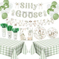 VioraWhite 183 Pcs Silly Goose Birthday Party Set Elegant Sage Green by VioraWhite