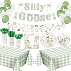 VioraWhite 183 Pcs Silly Goose Birthday Party Set Elegant Sage Green by VioraWhite