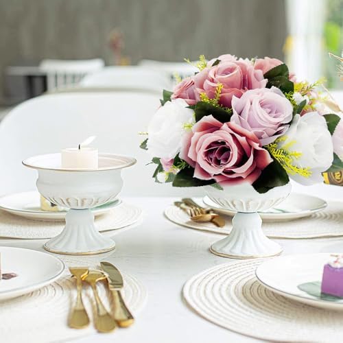 10Pcs Artificial Rose Balls for Centerpieces (Dusty Pink & White) - Image 4
