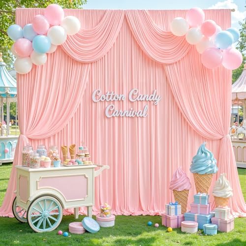 10 x 10ft Blush Pink Backdrop Curtains, Blush Pink Drapes for Backdrop | Wrinkle Free Wedding Birthday Party Backdrop Baby Shower Bridal Shower Graduation Photography Background Decoration - Image 2