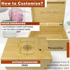 Travel Keepsake Box - Personalized Travel Couple Gift, Bamboo Wood Chest Trunk for Couples, Our Adventure Memory Box, Keepsake Storage for Tickets, Custom Valentine's Gifts, 11 x 8 x 4.75 in - Image 3