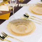 HOMIP 120PCS Clear Gold Plastic Plates with Gold Lace Design, Disposable Retro Plates Include 60PCS 10" Dinner Plate & 60PCS 7" Dessert Plate Perfect for Party Wedding and Holiday - Image 7