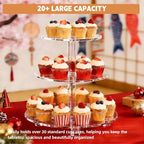 3 Tier Cupcake Stand, 4mm Thick Heavy Duty Acrylic Dessert Table Display Trays, 10" 8" 6" Round Cupcake Holder Decorative Bakery Tower for Wedding, Party, Baby Shower, Event - Image 4