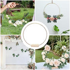 25 Set Gold Metal Floral Hoop Centerpiece with Wood Stand for Wedding Party - Image 4