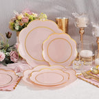 350Pcs Pink Gold Rim Disposable Plastic Dinnerware Party Set - Image 6