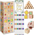 Tenceur 104 Pcs Baby Shower Game Sign Set Baby Shower Blocks to Decorate 54 DIY Blank Wooden Block 48 Watercolor Markers with Acrylic Box Set for Games Gender Reveals Party Supplies by Tenceur