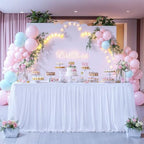 HB HBB MAGIC White Table Cloth Rectangle Fitted Elastic Stretch Table Covers for 6 Foot Tables, White Tulle Table Skirt Rectangle Tables 6ft Banquet Party Wedding Table Cloths - Image 3