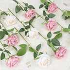 48 PCS Dusty Pink & Champagne Roses Artificial Flowers,Silk - Image 4