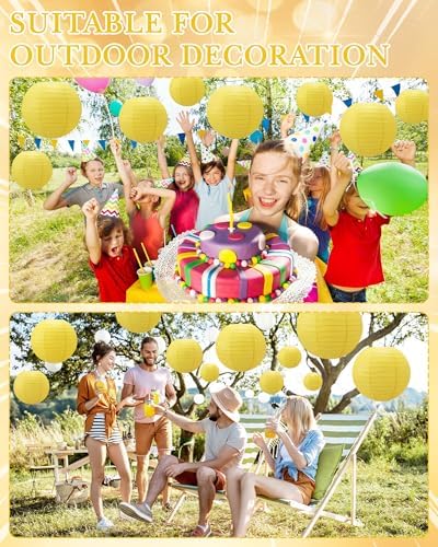 Treela 48 Pcs Paper Lanterns Party Decorations Round, Yellow - Image 5