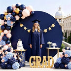 Gallety 7.2FT Navy Blue Round Backdrop Cover with Oh Baby Decal, Size Adjuster, Universal Fit for 5-7.2ft Circle Stand, Polyester Fabric Arch Cover for Wedding, Birthday Party, Photography Decor - Image 5