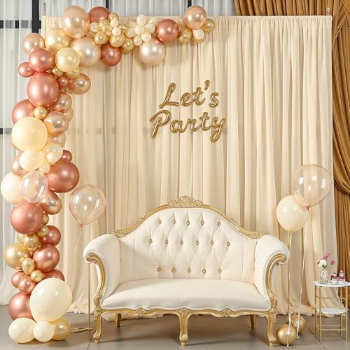 10ft x 10ft Champagne Backdrop Curtains, Wrinkle-Free Sheer Chiffon Fabric Photo Backdrop Drapes for Wedding Arch Party Ceremony Stage Photography Decorations - Image 6