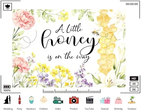 Trykid 20x10ft A Little Honey is on The Way Backdrop Floral Watercolor Honeycomb Flowers Baby Shower Photography Background Party Decoration Photoshoot Studio Props Fabric - Image 3