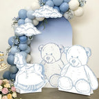 4PCS Blue Bear Baby Shower Decorations, We Can Bearly Wait Toile de Jouy Teddy Bear Cardboard Cutouts Standee Set, Blue Safari Baby Shower Party Supplies - Image 7