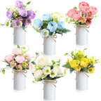 Wavwavw 6 Pcs Floral Table Centerpieces Artificial Peonies Flower with Vase by Wavwavw