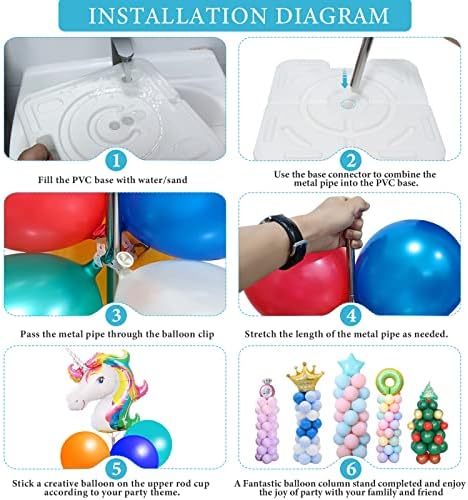 2 Set Balloon Column Stand Kit for Floor with Heavy Duty Base, VETOGETHER Adjustable 7 FT Balloon Tower Kit with Telescopic Design, Updated Balloon Pillar Kit with Metal Poles for Party Decoration - Image 6